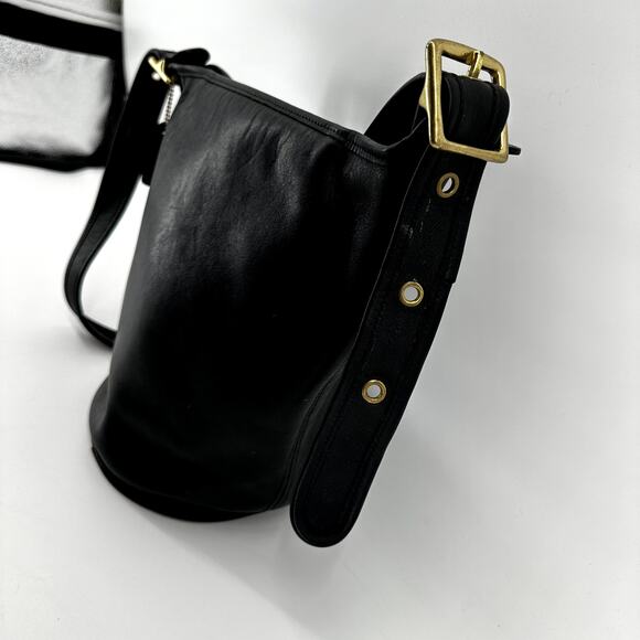 Vintage Coach 9953 Helen's Legacy Duffle Bucket Bag 80's Purse Leather Black - Picture 5 of 10